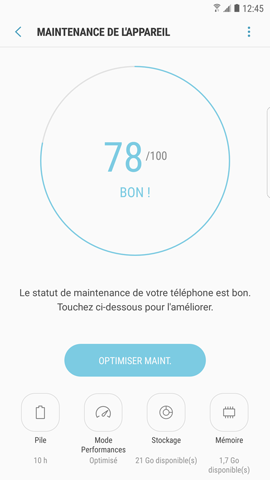 Galaxy S6 edge: Fonction maintenance de l'appareil (SM-G925W)