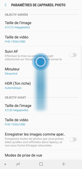 Comment lancer rapidement l’Appareil Photo à partir de mon Samsung Galaxy Note 8 ?