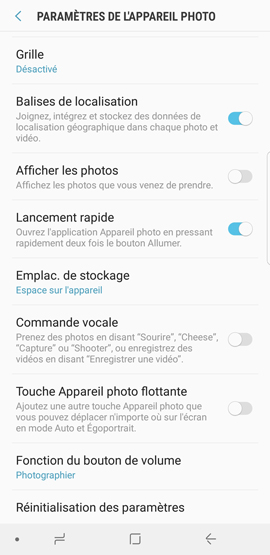 Comment lancer rapidement l’Appareil Photo à partir de mon Samsung Galaxy Note 8 ?