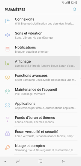 Galaxy Note8: Style et taille de la police (SM-N950W)