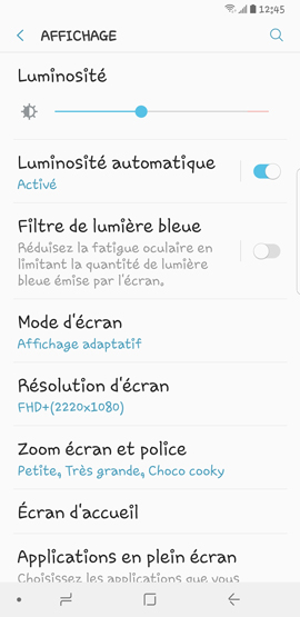 Galaxy Note8: Style et taille de la police (SM-N950W)