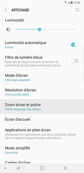 Galaxy Note8: Style et taille de la police (SM-N950W)