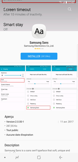 Galaxy Note8: Style et taille de la police (SM-N950W)
