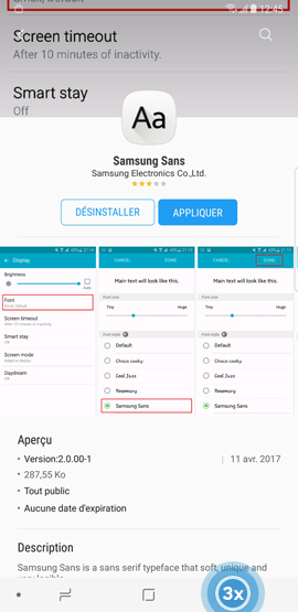 Galaxy Note8: Style et taille de la police (SM-N950W)