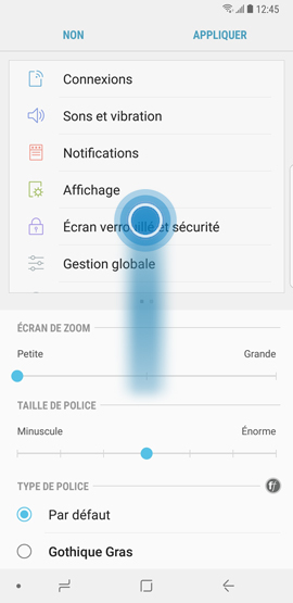 Galaxy Note8: Style et taille de la police (SM-N950W)