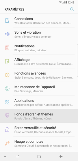 Galaxy Note8: Télécharger et installer un thème (SM-N950W)
