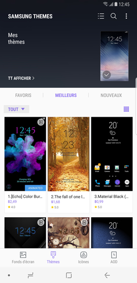 Galaxy Note8: Télécharger et installer un thème (SM-N950W)