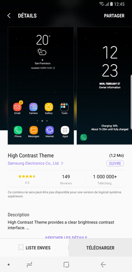 Galaxy Note8: Télécharger et installer un thème (SM-N950W)