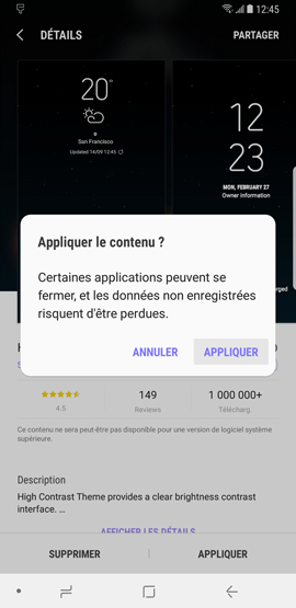 Galaxy Note8: Télécharger et installer un thème (SM-N950W)
