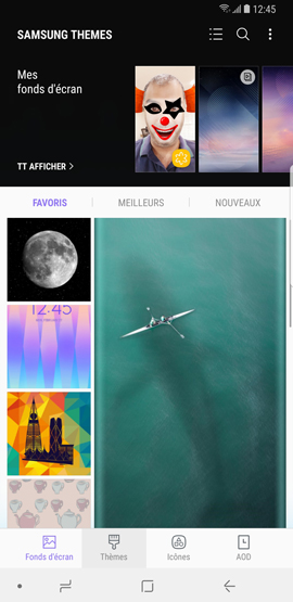 Galaxy Note8: Télécharger et installer un thème (SM-N950W)