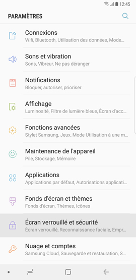 Galaxy Note8: Modifier le type de verrouillage de l'écran (SM-N950W)
