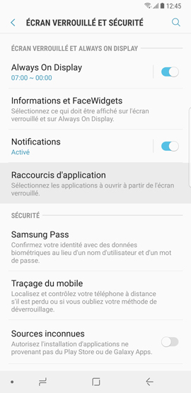 Galaxy Note8: Épingler des applications sur l'écran de verrouillage (SM-N950W)