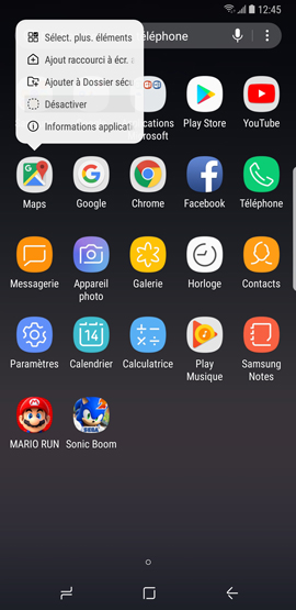 Comment désinstaller ou désactiver les applications présentes sur mon Galaxy Note 8 ?