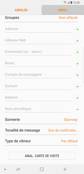 Galaxy Note8: Attribuer une sonnerie différente à chaque contact (SM-N950W)