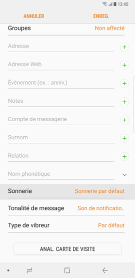 Galaxy Note8: Attribuer une sonnerie différente à chaque contact (SM-N950W)