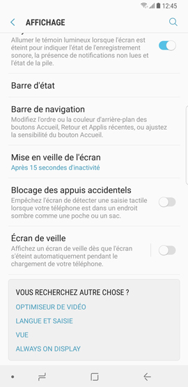Mise en veille de l’écran 5