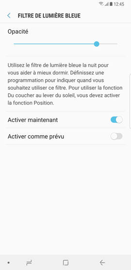 Activer le filtre de lumière bleue 5