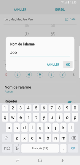 Galaxy Note8: Alarme de réveil (SM-N950W)