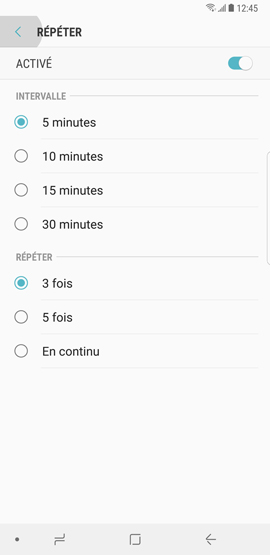 Galaxy Note8: Alarme de réveil (SM-N950W)