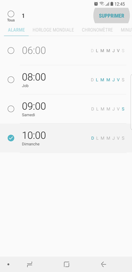 Galaxy Note8: Alarme de réveil (SM-N950W)
