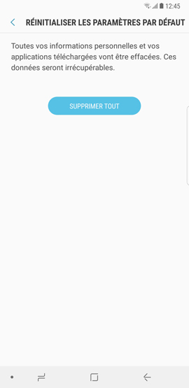 Effacer les données de mon Galaxy Note 8 et réinitialiser les paramètres par défaut ?