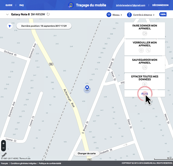 Traçage du mobile, Comment faire pour déverrouiller mon Samsung Galaxy Note 8 à distance ?