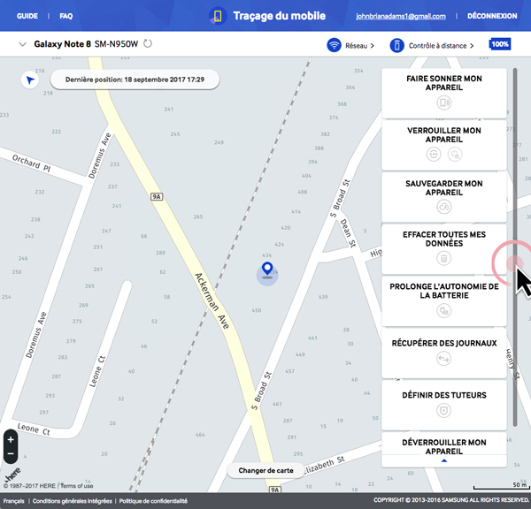 Traçage du mobile, Comment faire pour déverrouiller mon Samsung Galaxy Note 8 à distance ?