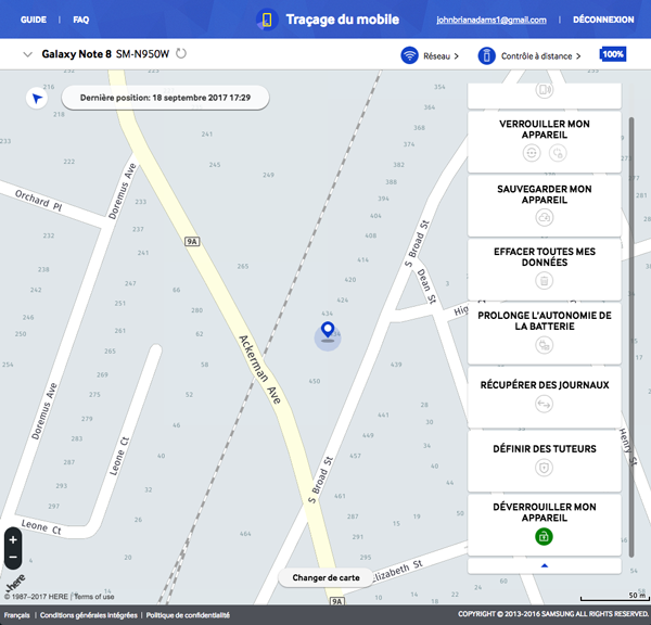 Traçage du mobile, Comment faire pour déverrouiller mon Samsung Galaxy Note 8 à distance ?