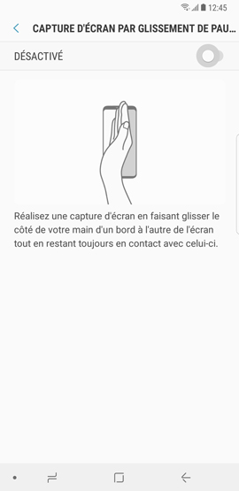 Activer la fonction capture d'écran par glissement de paume 3