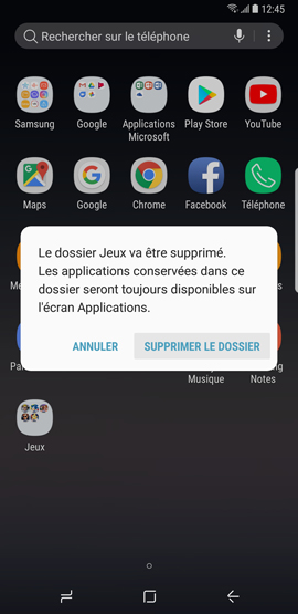 Comment créer, modifier ou supprimer un dossier sur mon Samsung Galaxy Note 8 ?