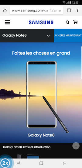 Comment afficher ou masquer la barre de navigation de mon Samsung Galaxy Note 8 ?
