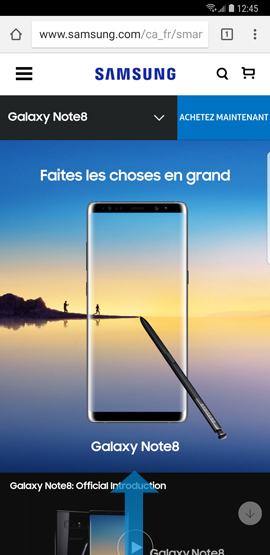 Comment afficher ou masquer la barre de navigation de mon Samsung Galaxy Note 8 ?