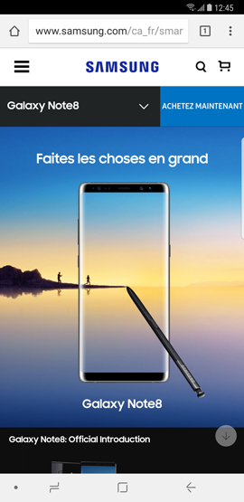 Comment afficher ou masquer la barre de navigation de mon Samsung Galaxy Note 8 ?