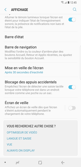 Activer la fonction blocage des appuis accidentels 3