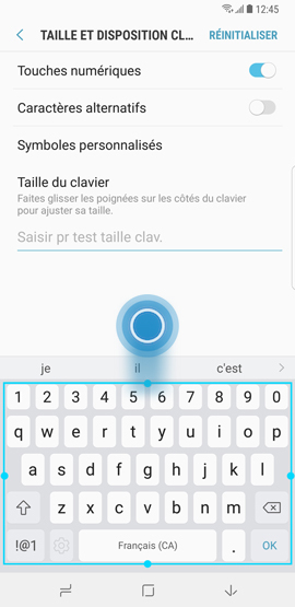 Modifier la taille du clavier virtuel 5