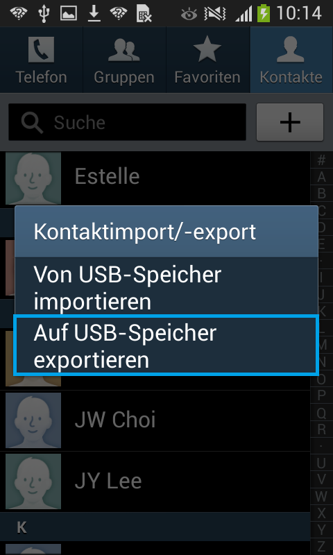 auf USB-Speicher exportieren