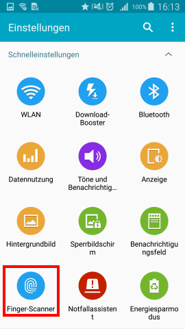 Scrollen bis zum Finger-Scanner