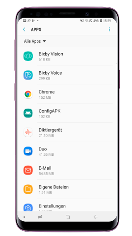 Wählen Sie die App, für die Sie Benachrichtigungen erhalten möchten