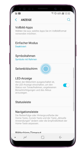 Tippen Sie auf «Seitenbildschirm»