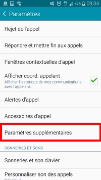 Sélectionnez Paramètres supplémentaires