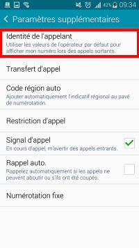Sélectionnez Identité de l'appelant