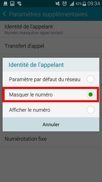 Dans la fenêtre finale, vous pouvez maintenant sélectionner « Masquer le numéro »