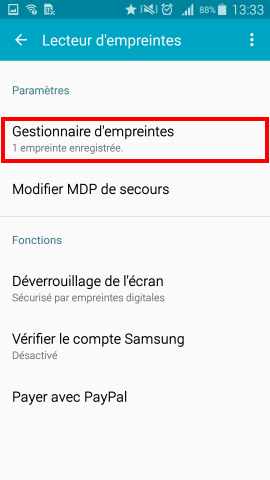 Comment ajouter ou effacer une empreinte digitale sur mon Samsung Galaxy S5