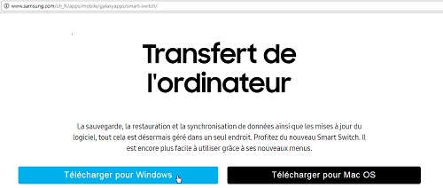 Rendez-vous sur la page Internet du logiciel Smart Switch de Samsung