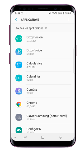 Sélectionnez l'application à partir de laquelle vous souhaitez recevoir les notifications