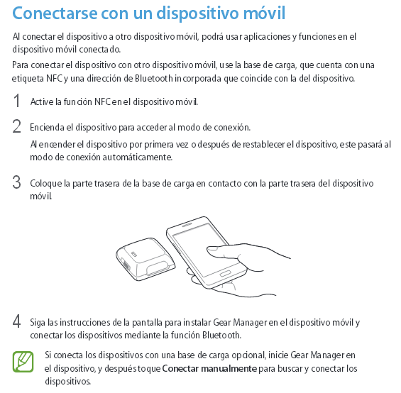 Galaxy Gear: Conectarse con un dispositivo móvil y compatibilidad