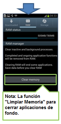 Galaxy S3 – Administrador de tareas