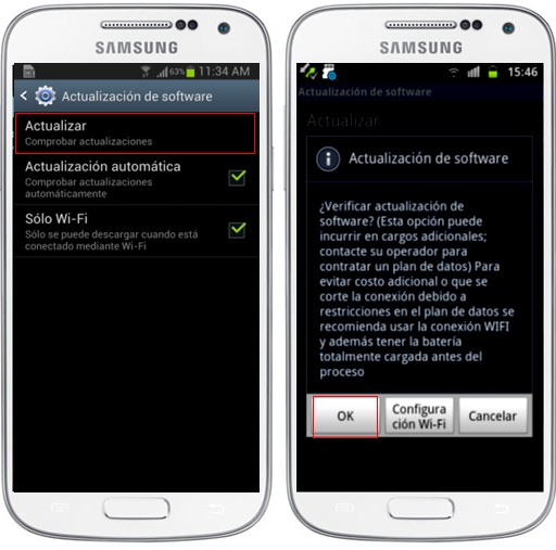 Proceso de actualización de Software mediante la opción FOTA (Android 2.x , 4.x)