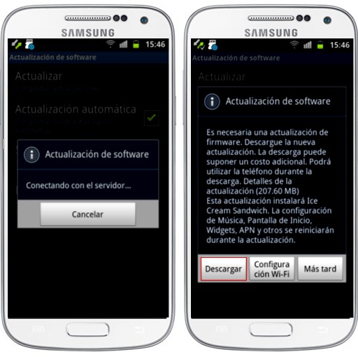 Proceso de actualización de Software mediante la opción FOTA (Android 2.x , 4.x)