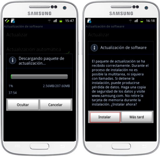 Proceso de actualización de Software mediante la opción FOTA (Android 2.x , 4.x)